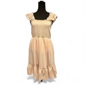 Chic Yellow Smocked Midi Dress NWOT